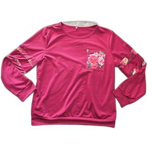 Womens Floral Long-sleeved Shirt. Plus size XL.